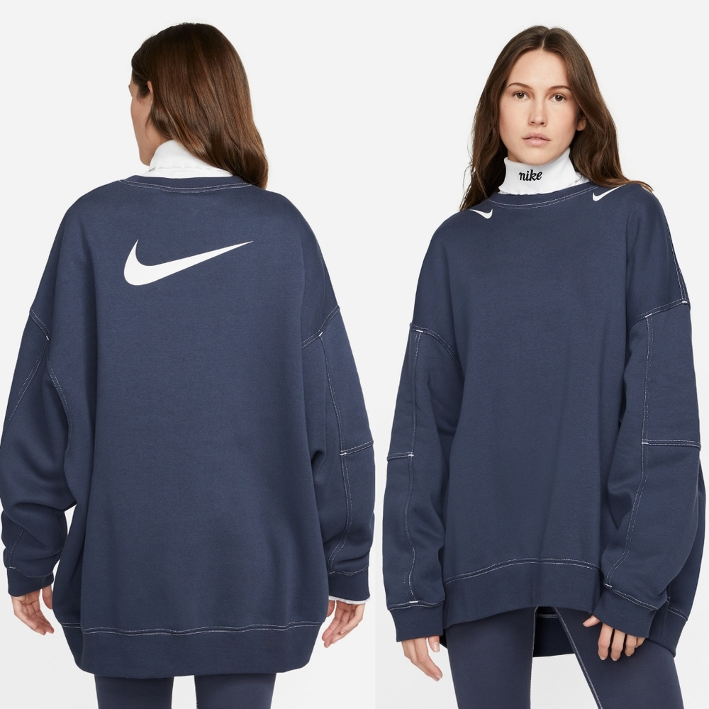 💚Nike Womens Sportswear Swoosh Crewneck Thunder Blue☆